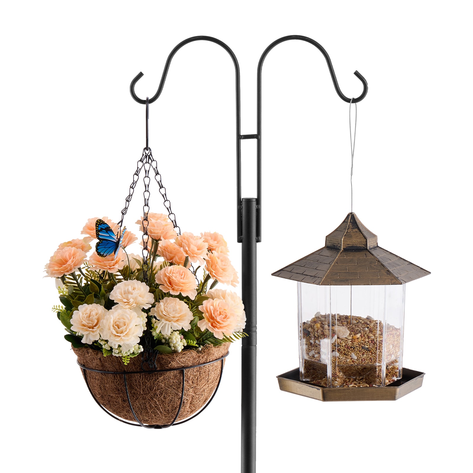 Double Shepherds Hook 8 Pack 92 Inch Heavy Duty Bird Feeder Pole_voghion.com